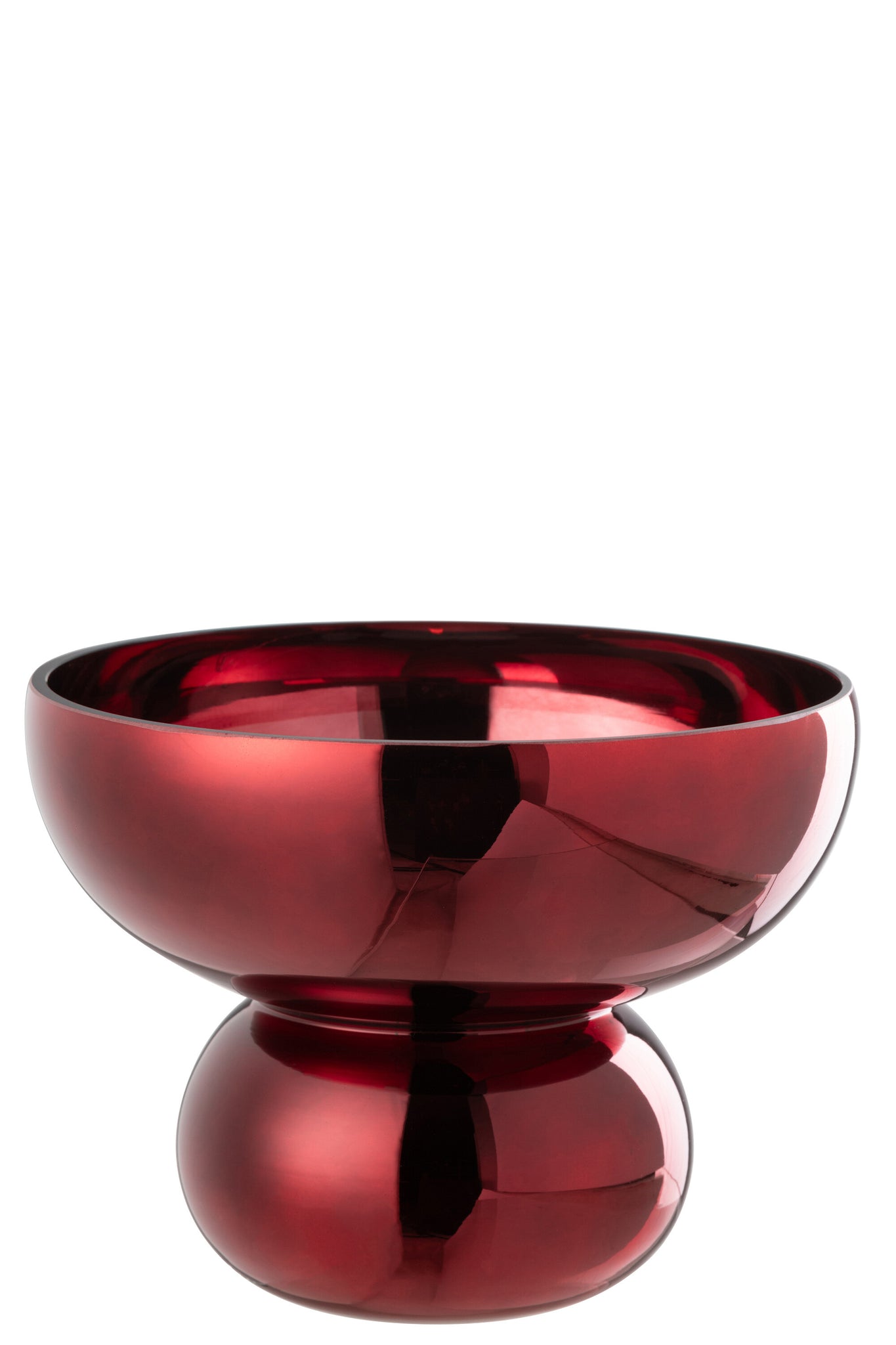 J-LINE BOWL ROUNDED FOOT GLASS DARK RED - Tuincentrum Lopik