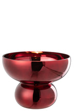 J-LINE BOWL ROUNDED FOOT GLASS DARK RED - Tuincentrum Lopik