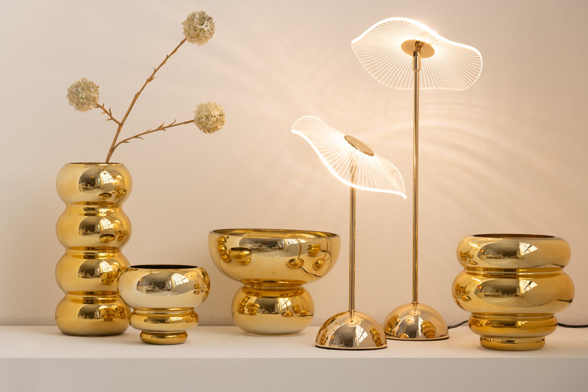 Tealight Holder/Vase Julia Glass Gold - Tuincentrum Lopik