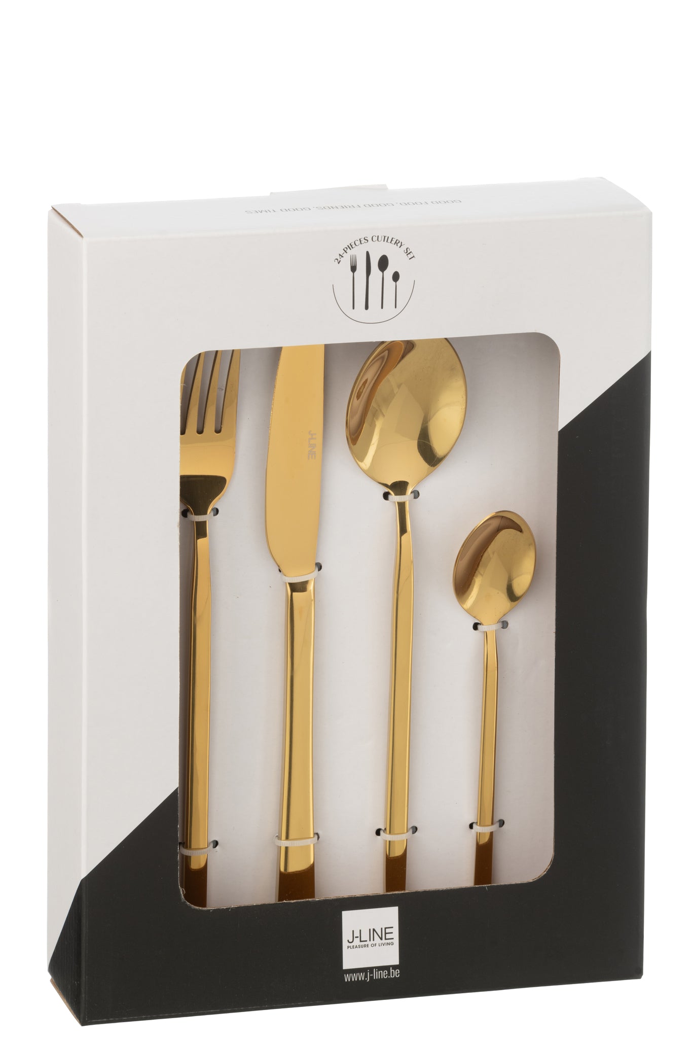 J-LINE BOX CUTLERY B 24 PIECES STAINLESS STEEL SHINY GOLD - Tuincentrum Lopik
