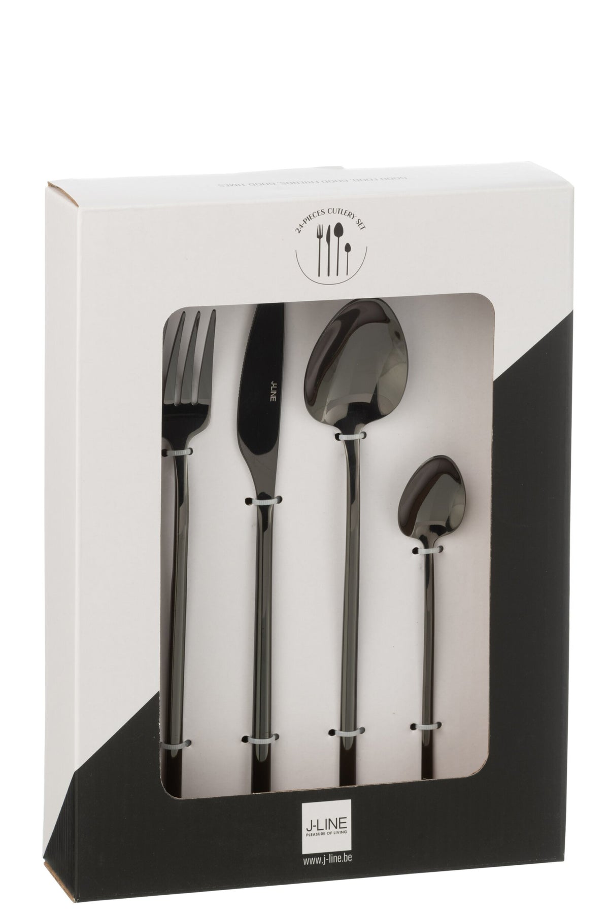 J-LINE BOX CUTLERY C 24-DELIG ROESTVRIJ STAAL GLANZEND ZWART