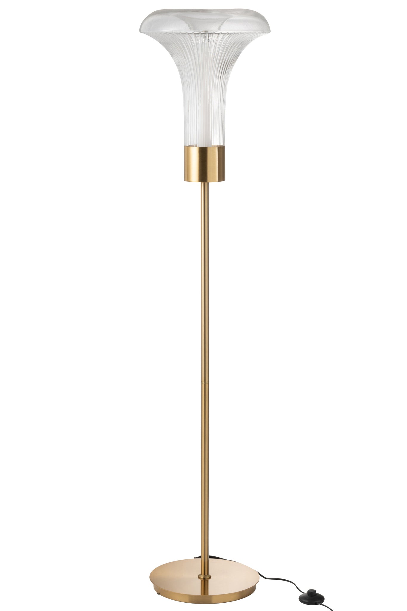 Vloerlamp LED goudkleurig metaal/doorzichtig glas