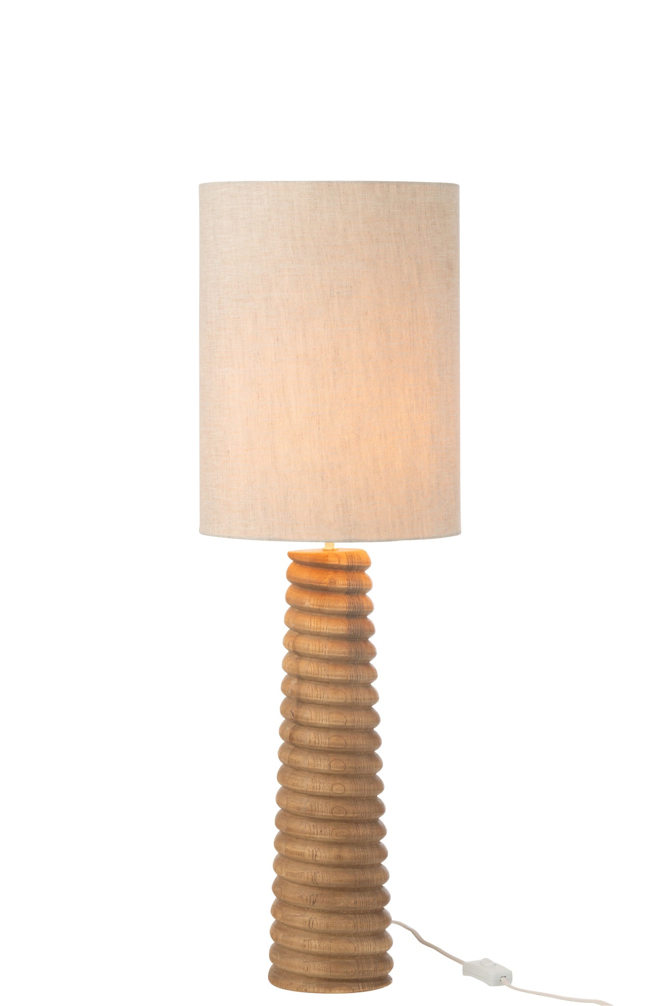J-LINE TAFELLAMP THREADED AILANTHUSHOUT NATUREL/GRIJS - Tuincentrum Lopik