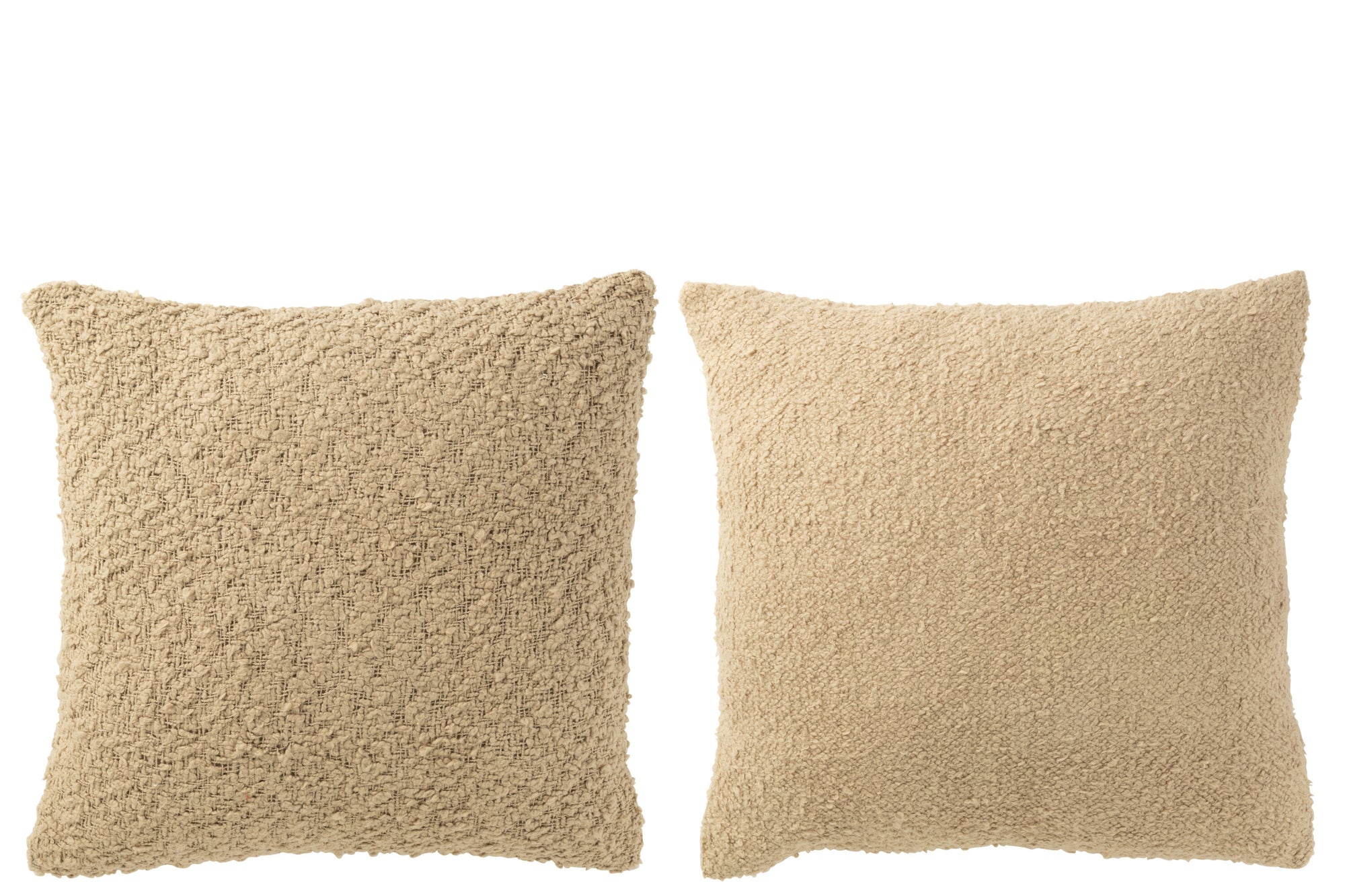 Kussen Vierkant Los/Strak Geweven Katoen Donker Beige Assortiment Van 2 - Tuincentrum Lopik