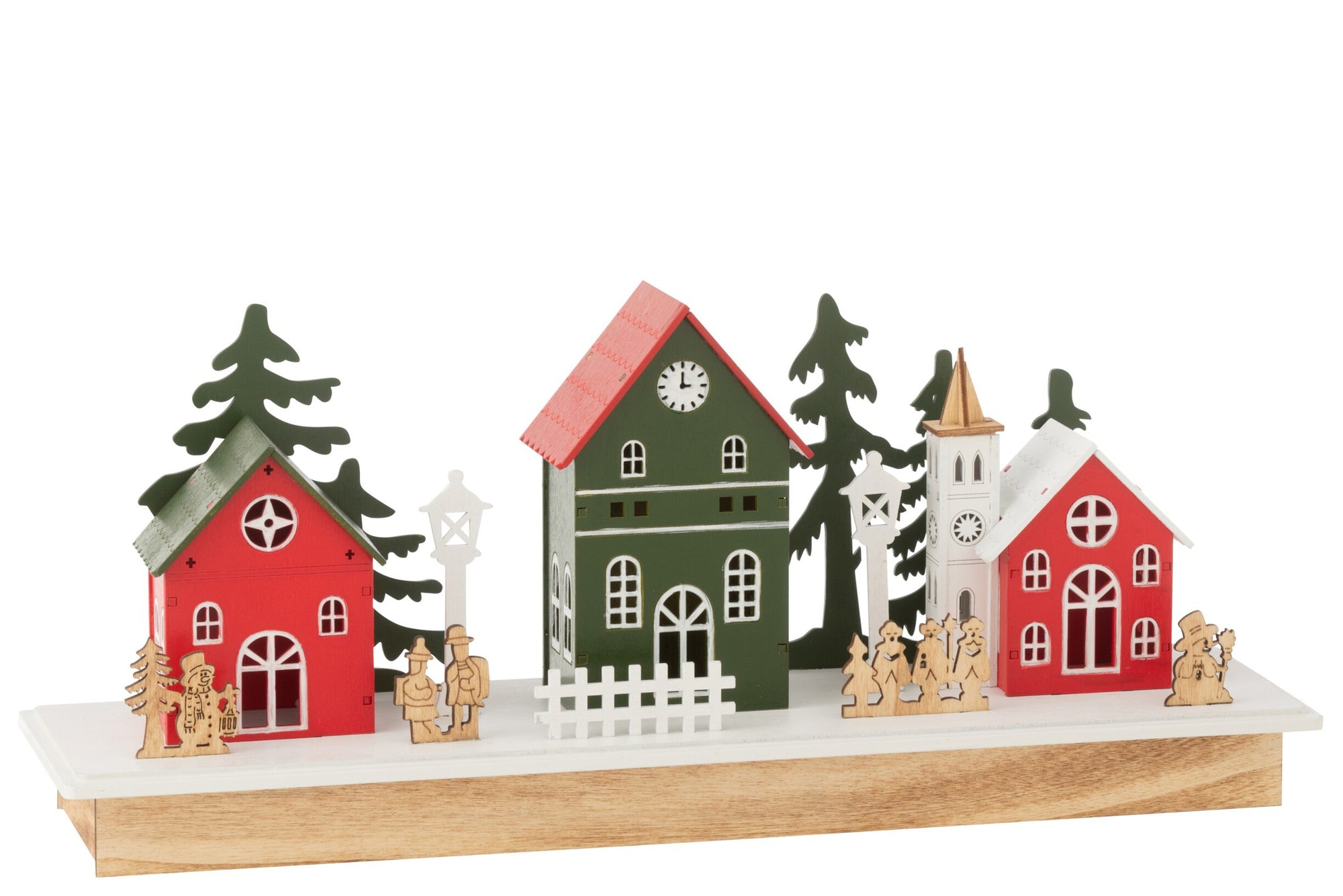 J-LINE KERSTTAFEREEL WINTERDORP HOUT MULTICOLOR 44 CM