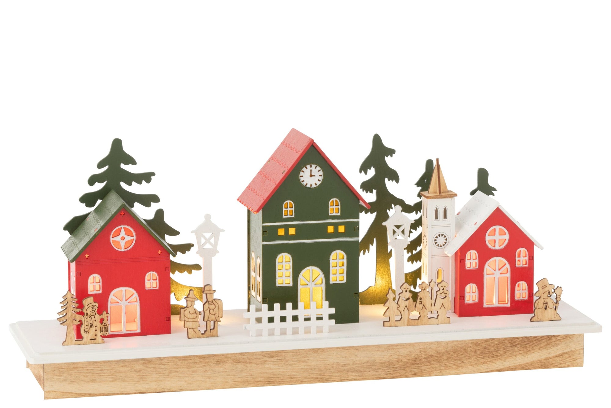 J-LINE KERSTTAFEREEL WINTERDORP HOUT MULTICOLOR 44 CM