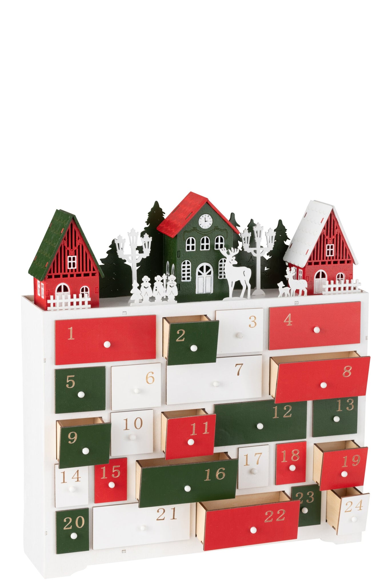 J-LINE LED KERSTTAFEREEL KAST MET HUISJES MULTIPLEX MULTICOLOR 41 CM