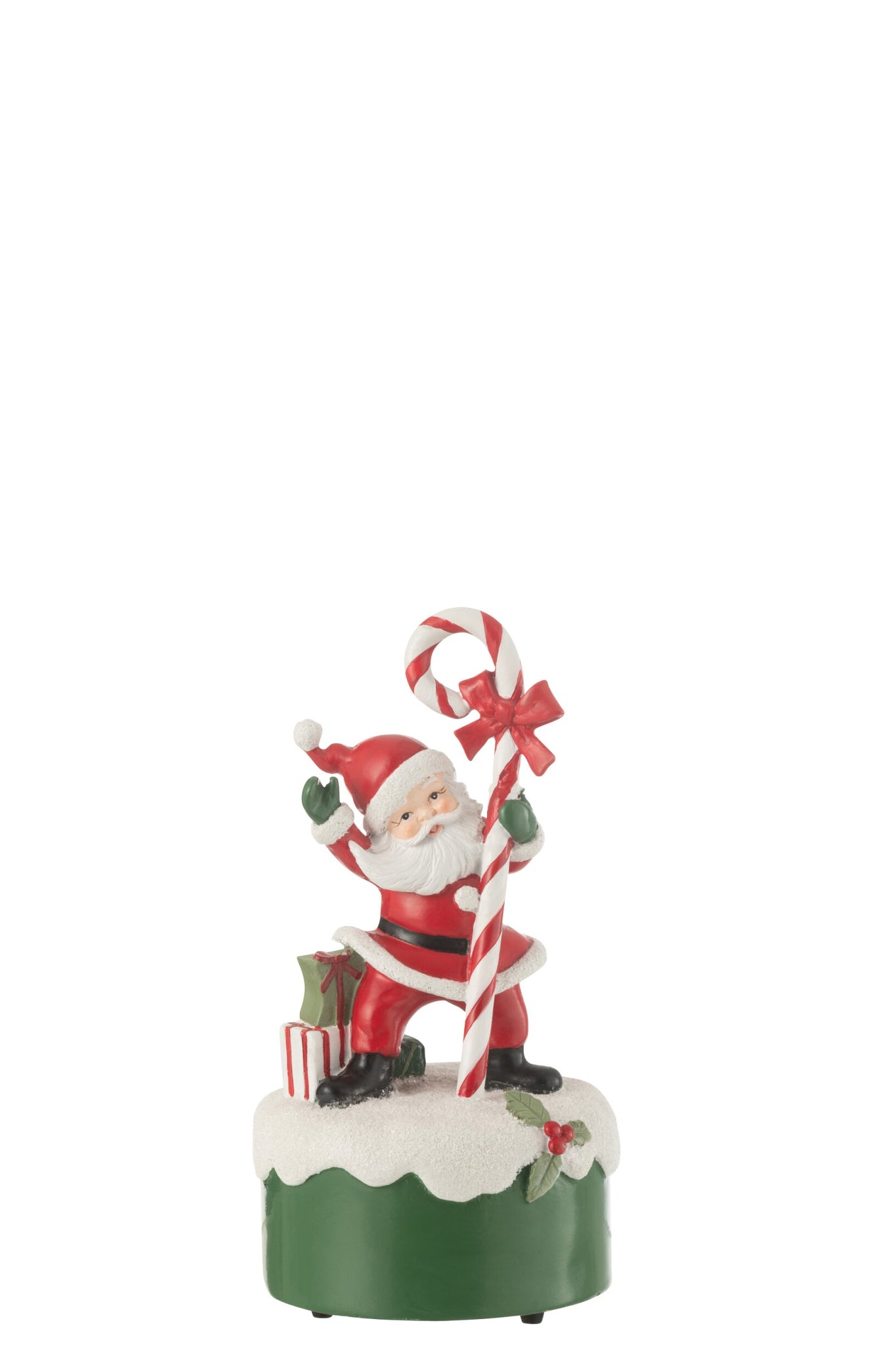 J-LINE MUZIEKDOOS KERSTMAN CANDY HARS/KALKPOEDER MULTICOLOR 19 CM