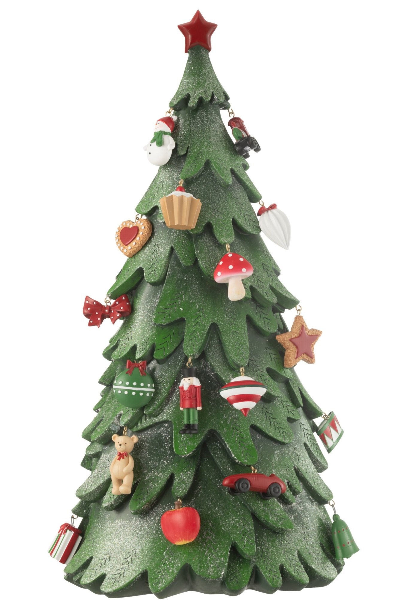 J-LINE DECORATIEVE KERSTBOOM ORNAMENTS HARS/KALKPOEDER MULTICOLOR LARGE 63 CM