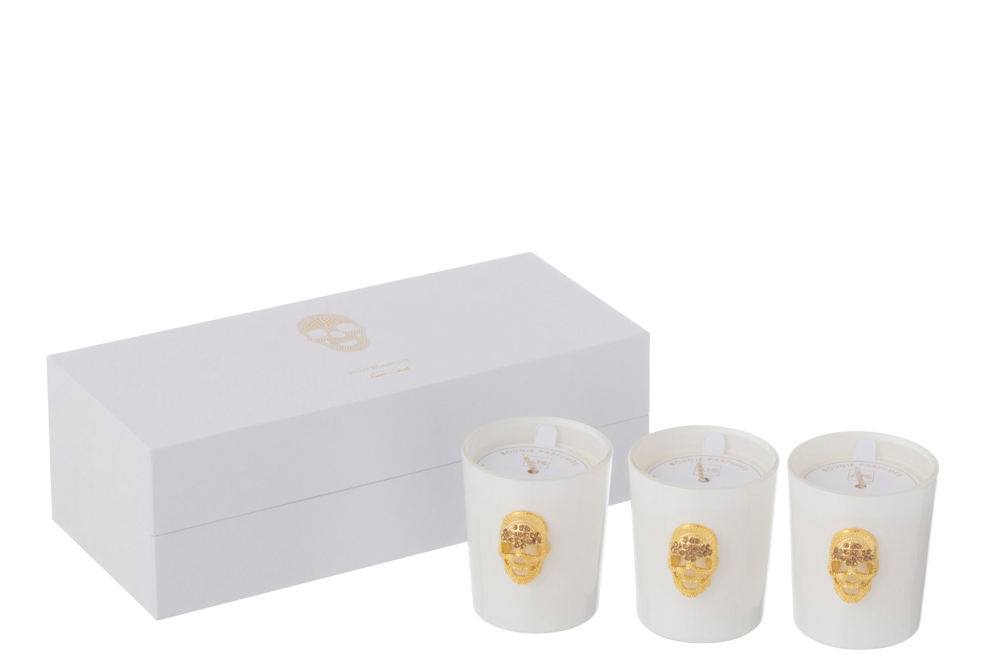 J-LINE SET 3 GEURKAARSEN SKULL NUIT BLANCHE WIT 16 UUR - Tuincentrum Lopik