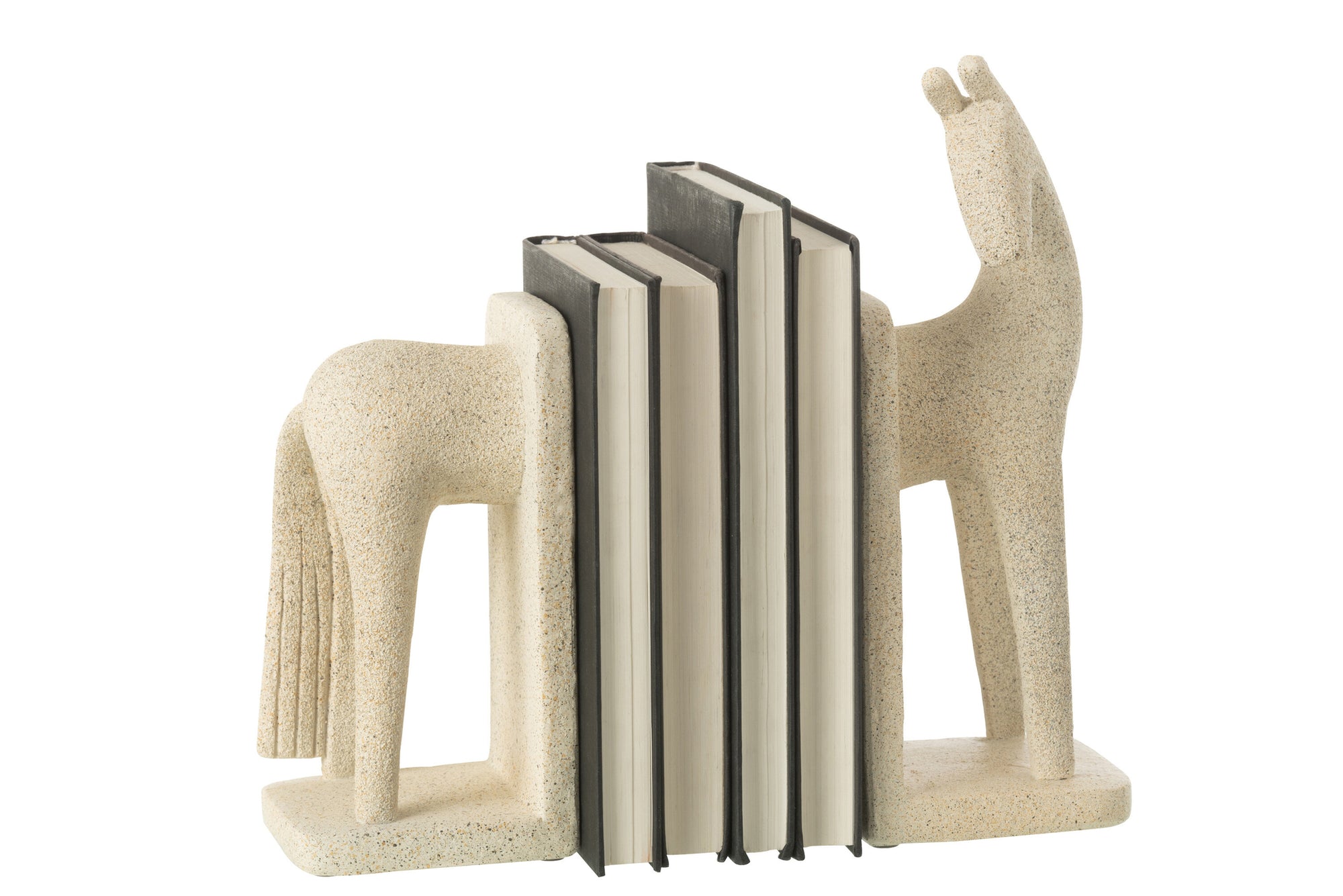 J-LINE BOEKSTEUN PAARD MODERN RESIN BEIGE – SET VAN 2 - Tuincentrum Lopik