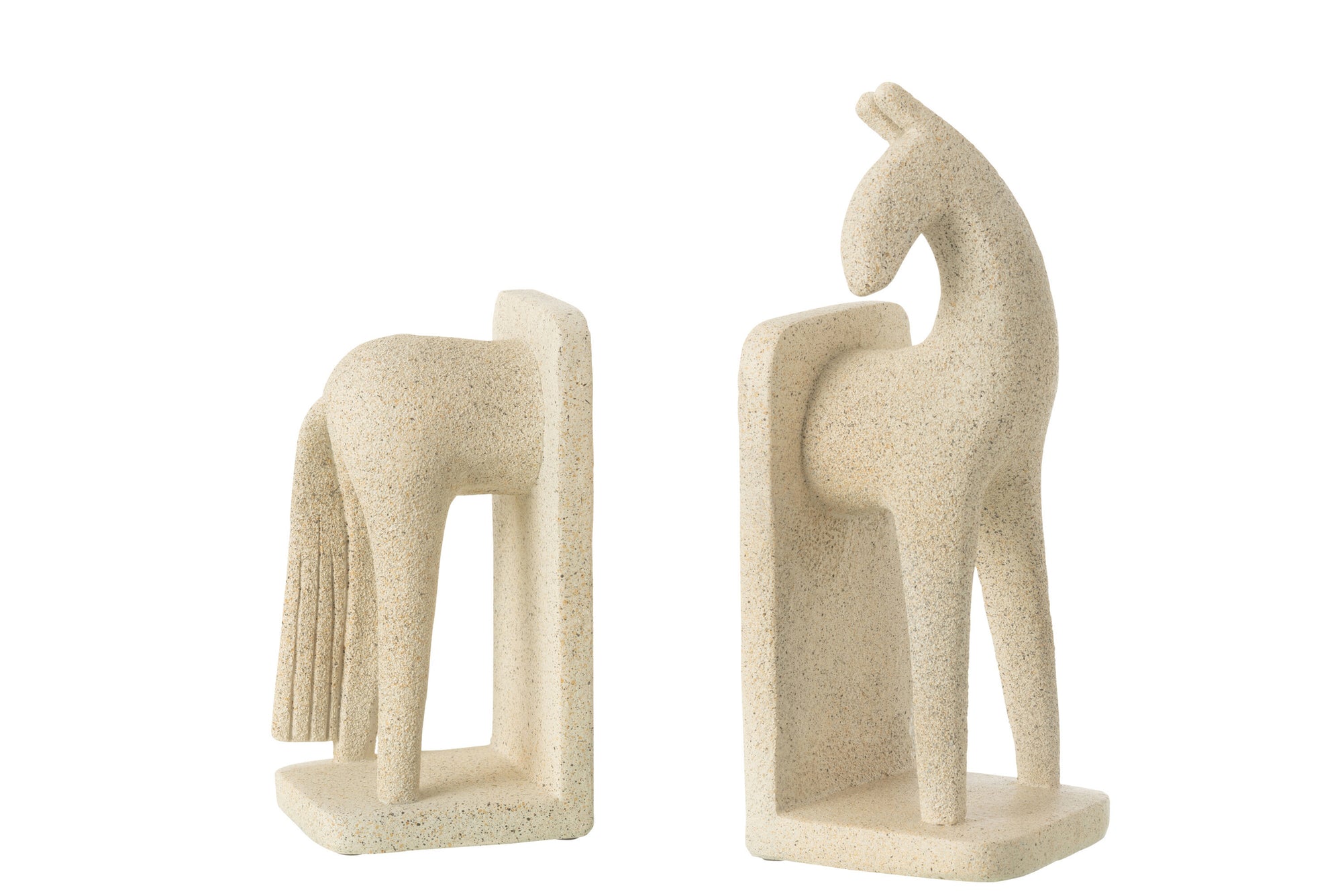 J-LINE BOEKSTEUN PAARD MODERN RESIN BEIGE – SET VAN 2 - Tuincentrum Lopik