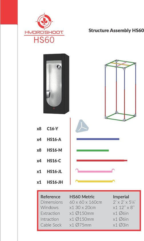 SECRET JARDIN HS60 R2.00 HYDRO SHOOT 60 X 60 X 160 CM