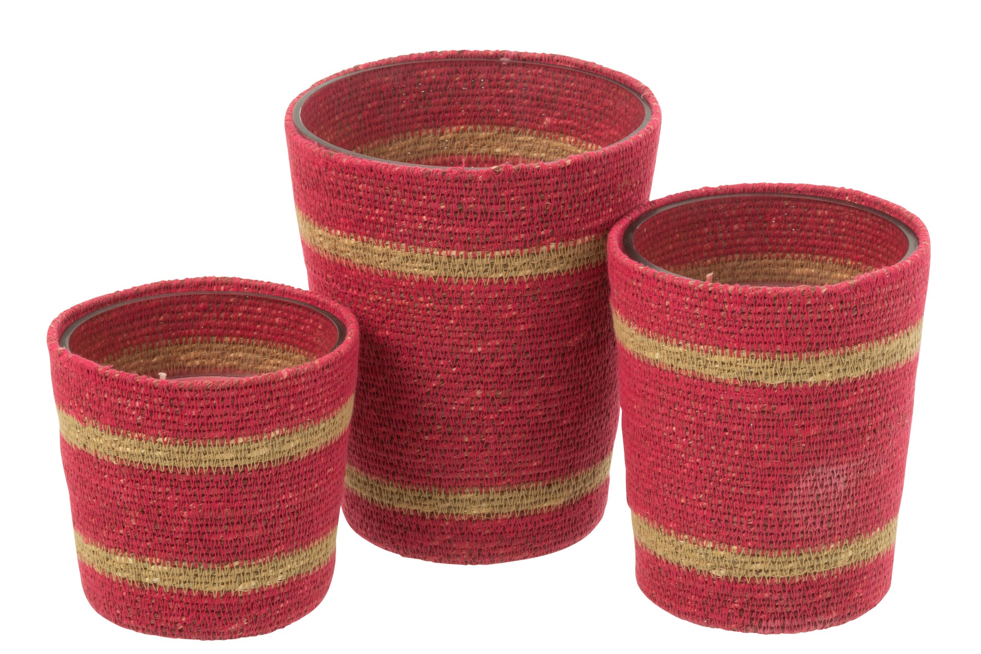 J-LINE GEURKAARS IN MAND – FUCHSIA/RATTAN/GLAS GROOT – 75 UUR - Tuincentrum Lopik