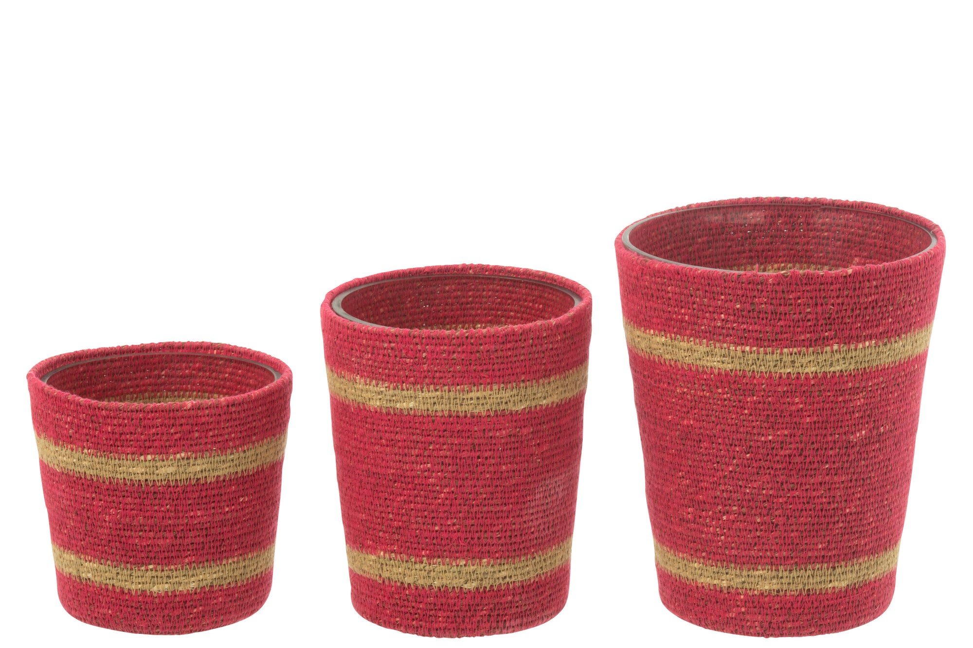 J-LINE GEURKAARS IN MAND – FUCHSIA/RATTAN/GLAS GROOT – 75 UUR - Tuincentrum Lopik