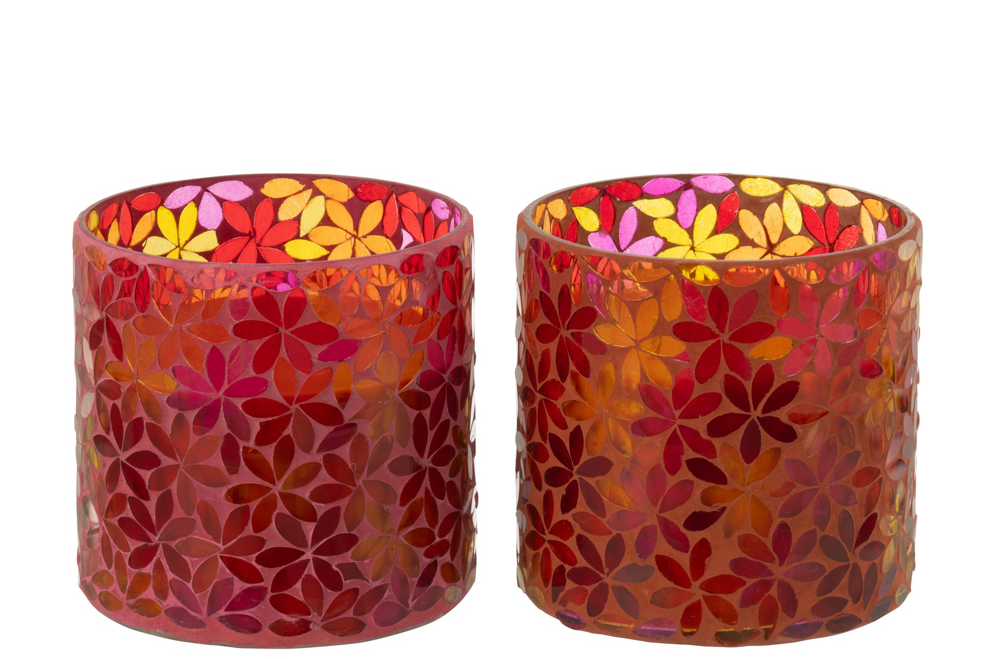 J-Line Geurkaars Flower Mosaic Wax Medium (Set van 2) - 45H - Tuincentrum Lopik