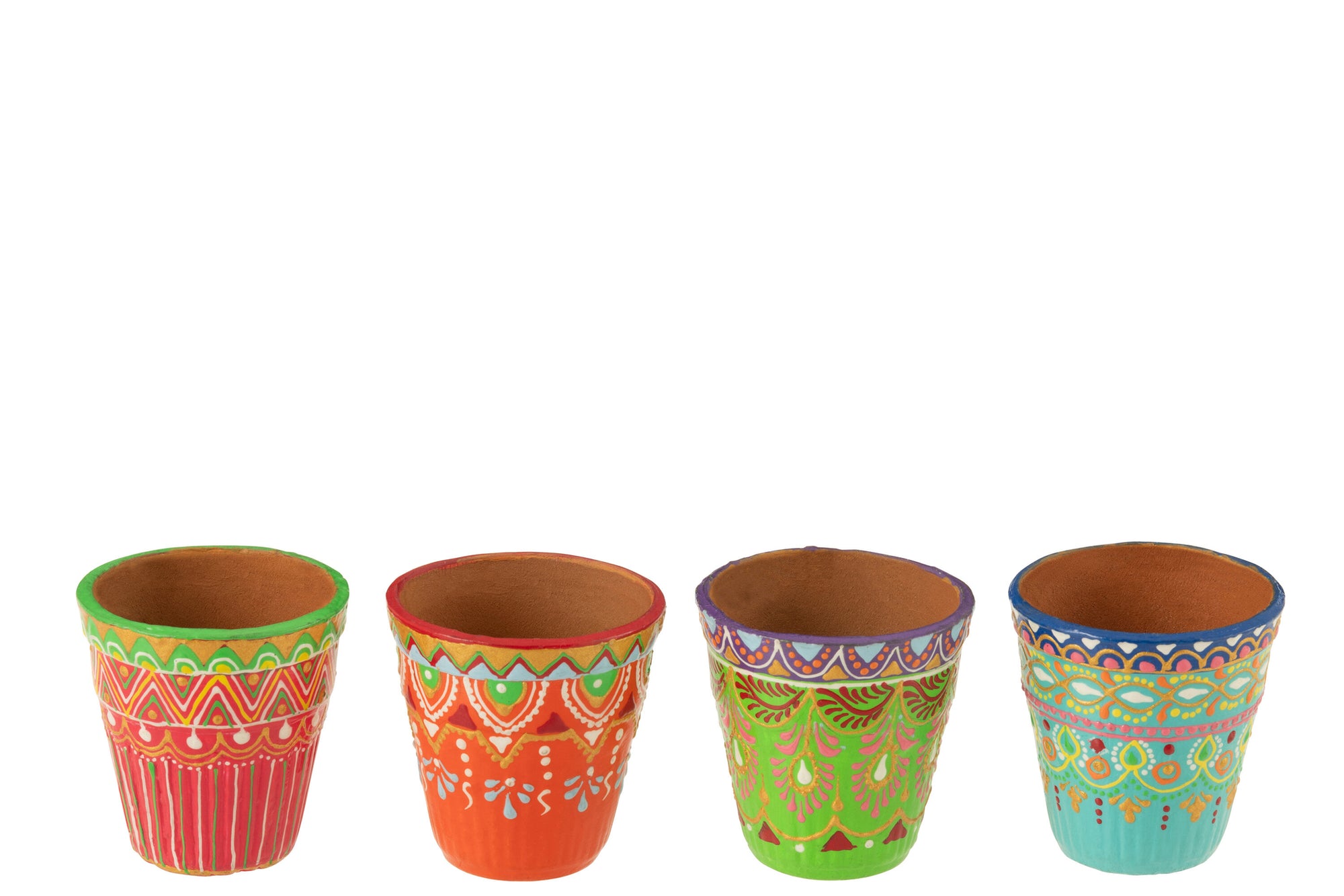 J-LINE SET 4 BLOEMPOTTEN MUMBAI TERRACOTTA MIX - Tuincentrum Lopik