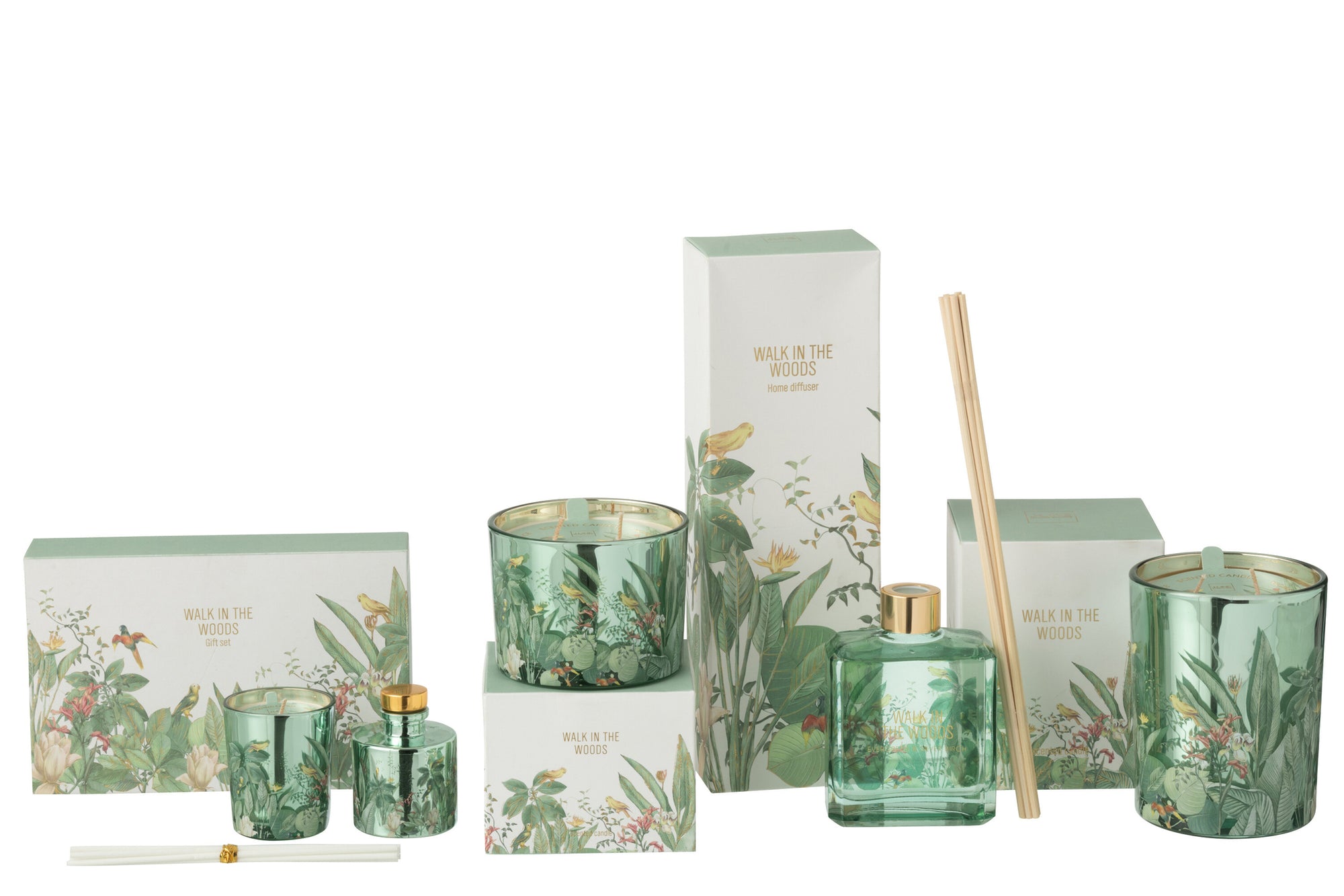 J-LINE GIFT SET CANDLE + DIFFUSER WALK IN THE WOODS GREEN - Tuincentrum Lopik