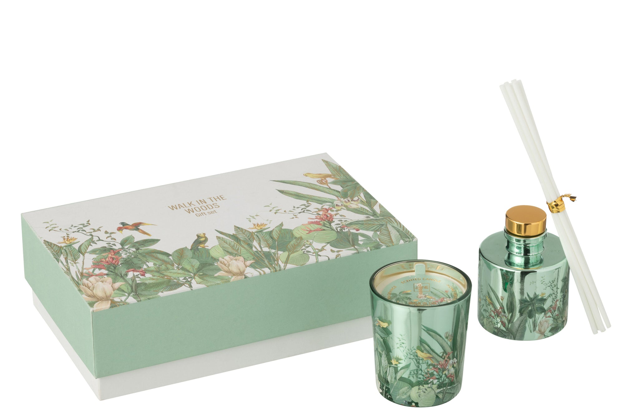 J-LINE GIFT SET CANDLE + DIFFUSER WALK IN THE WOODS GREEN - Tuincentrum Lopik