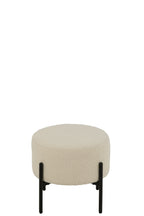 Kruk bouclé multiplex/polyester wit/zwart - Tuincentrum Lopik