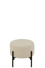 Kruk bouclé multiplex/polyester wit/zwart - Tuincentrum Lopik
