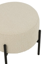 Kruk bouclé multiplex/polyester wit/zwart - Tuincentrum Lopik
