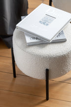 Kruk bouclé multiplex/polyester wit/zwart - Tuincentrum Lopik