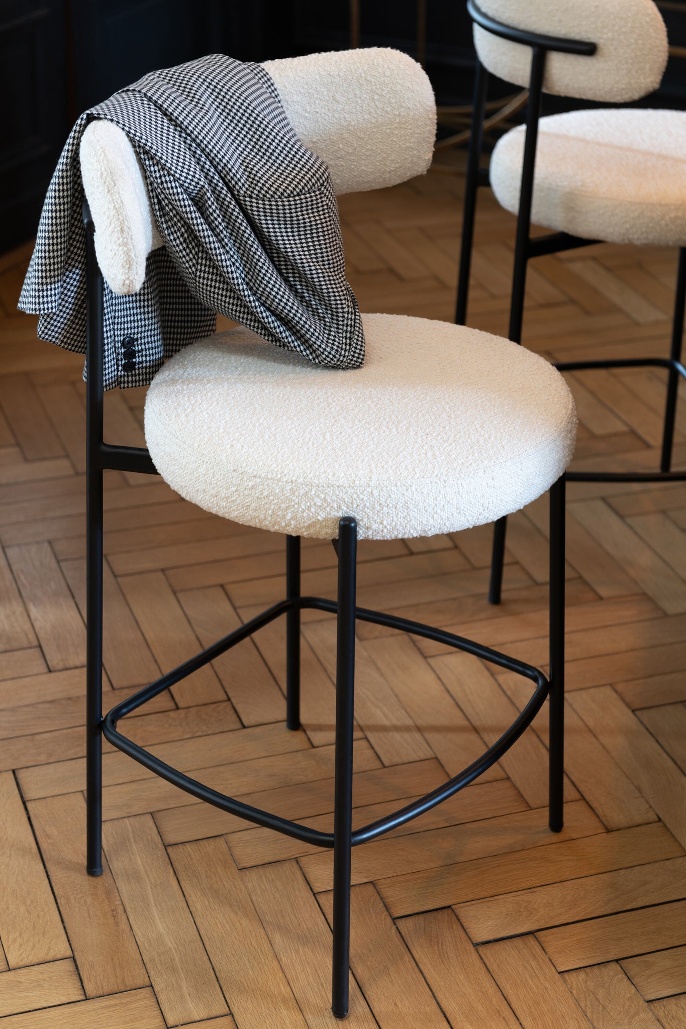 J-LINE BARSTOEL BOUCLE WIT/ZWART - Tuincentrum Lopik