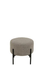 Kruk bouclé multiplex/polyester grijs/zwart - Tuincentrum Lopik
