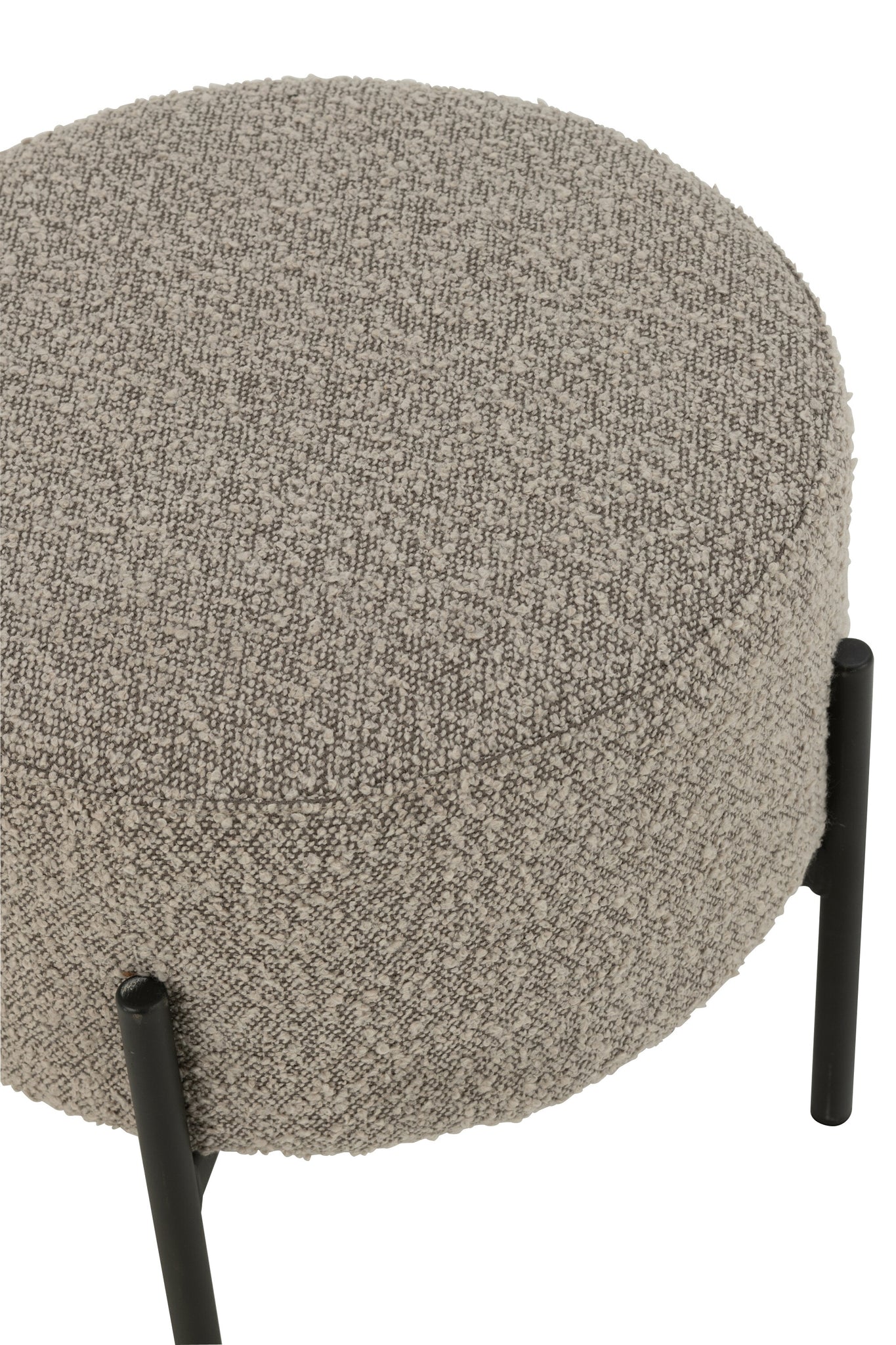 Kruk bouclé multiplex/polyester grijs/zwart - Tuincentrum Lopik