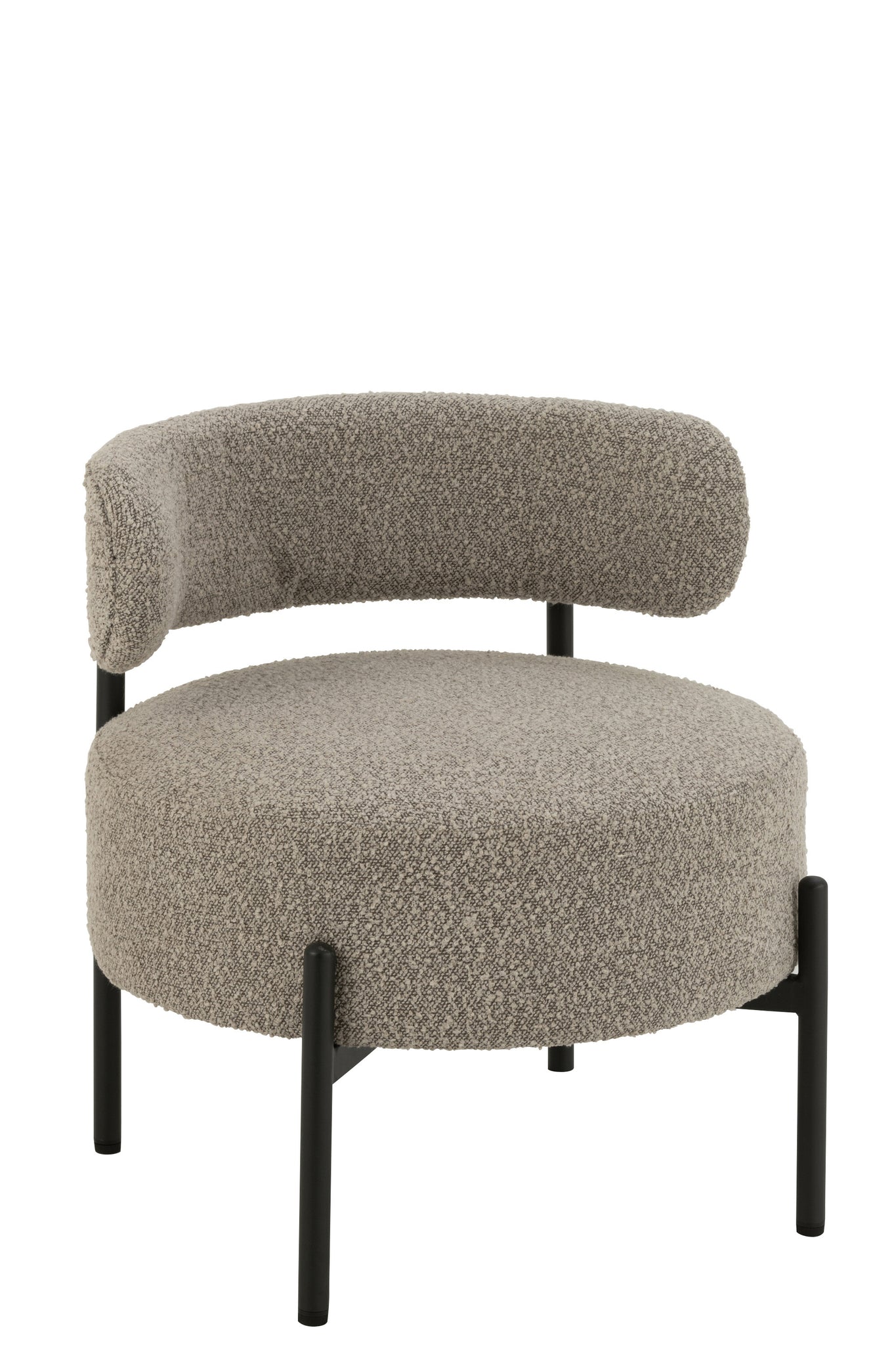 Loungestoel Bouclé multiplex/polyester grijs/zwart - Tuincentrum Lopik