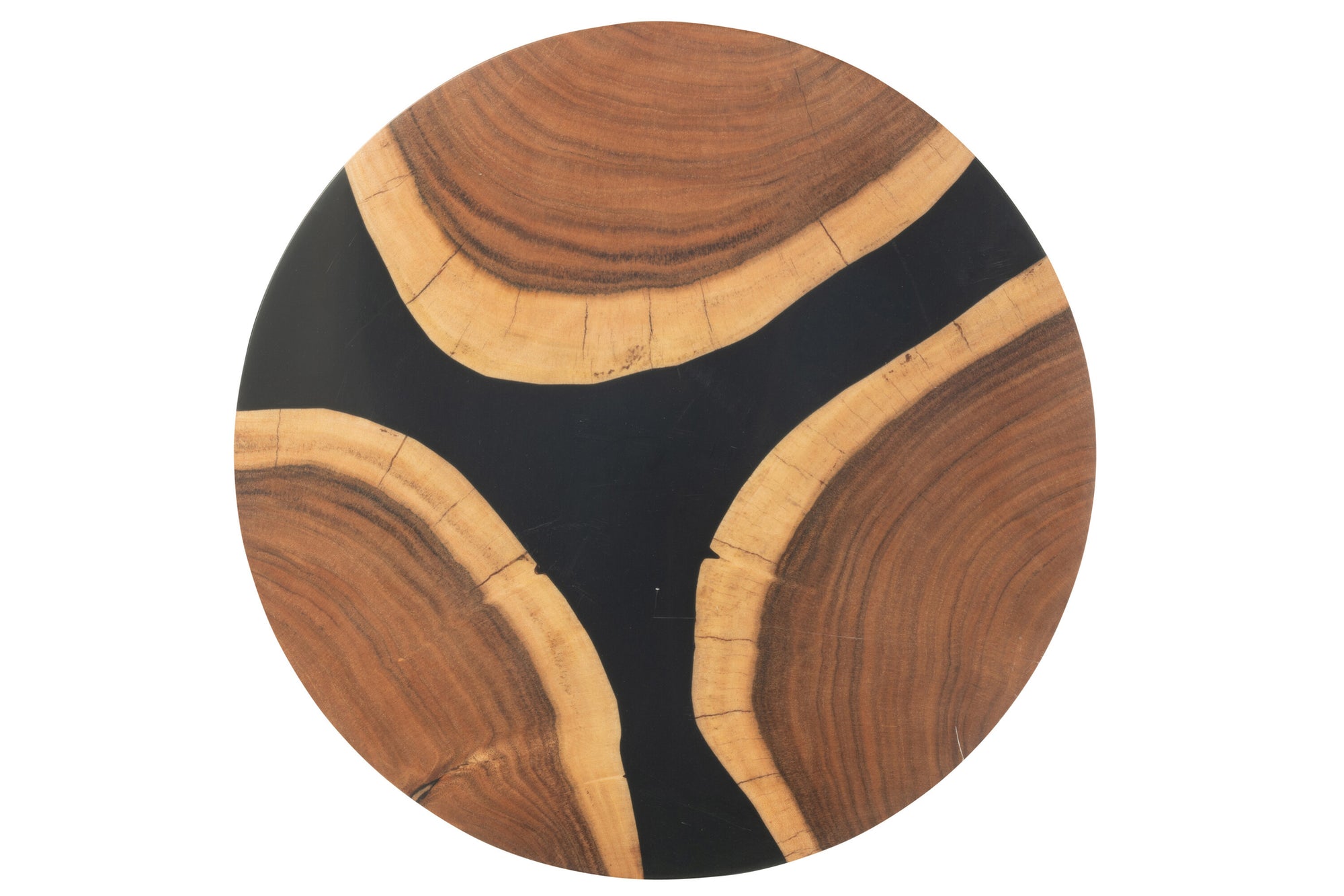 J-LINE SNIJPLANK ROND ACACIAHOUT/RESIN NATUREL/ZWART 41 CM - Tuincentrum Lopik