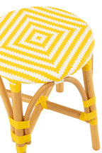 J-LINE STOOL RATTAN YELLOW/WHITE SMALL
