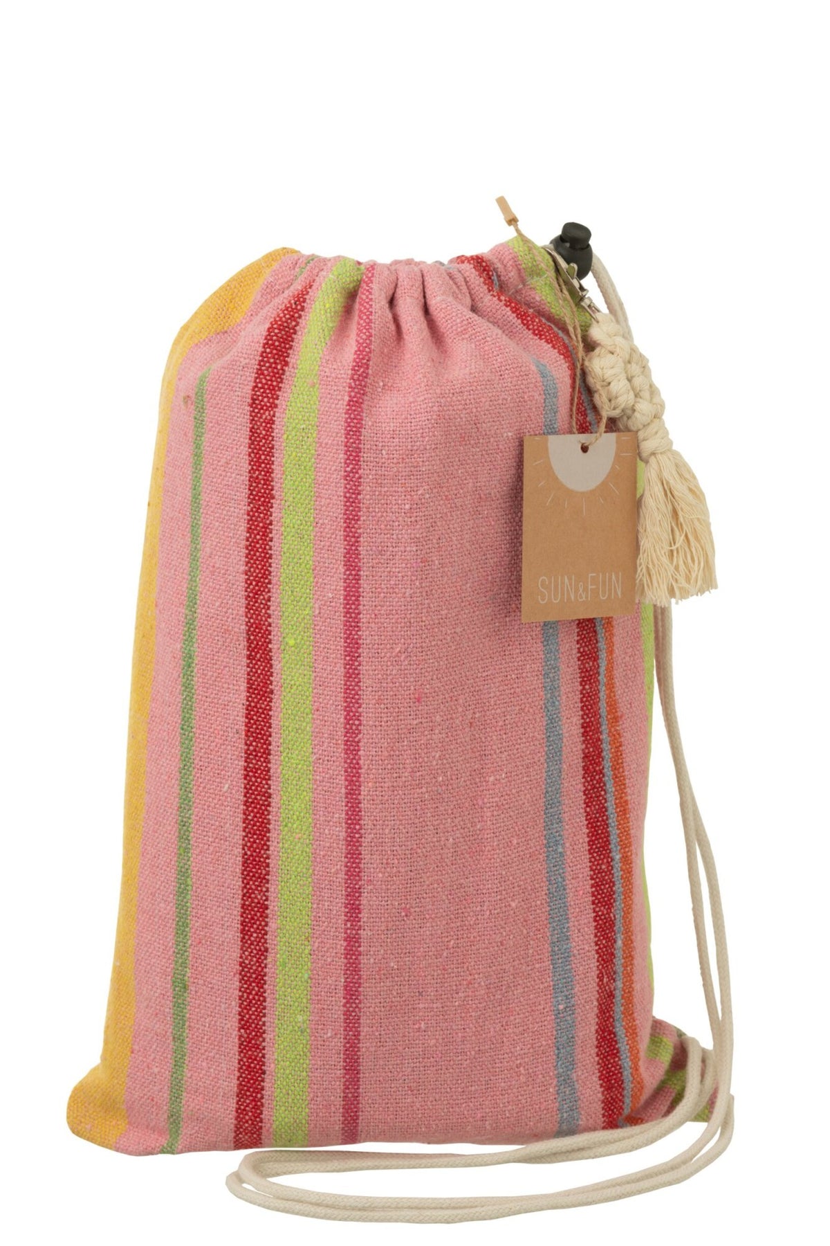 J-LINE GESTREEPTE HANGMAT KATOEN/POLYESTER LICHTROZE