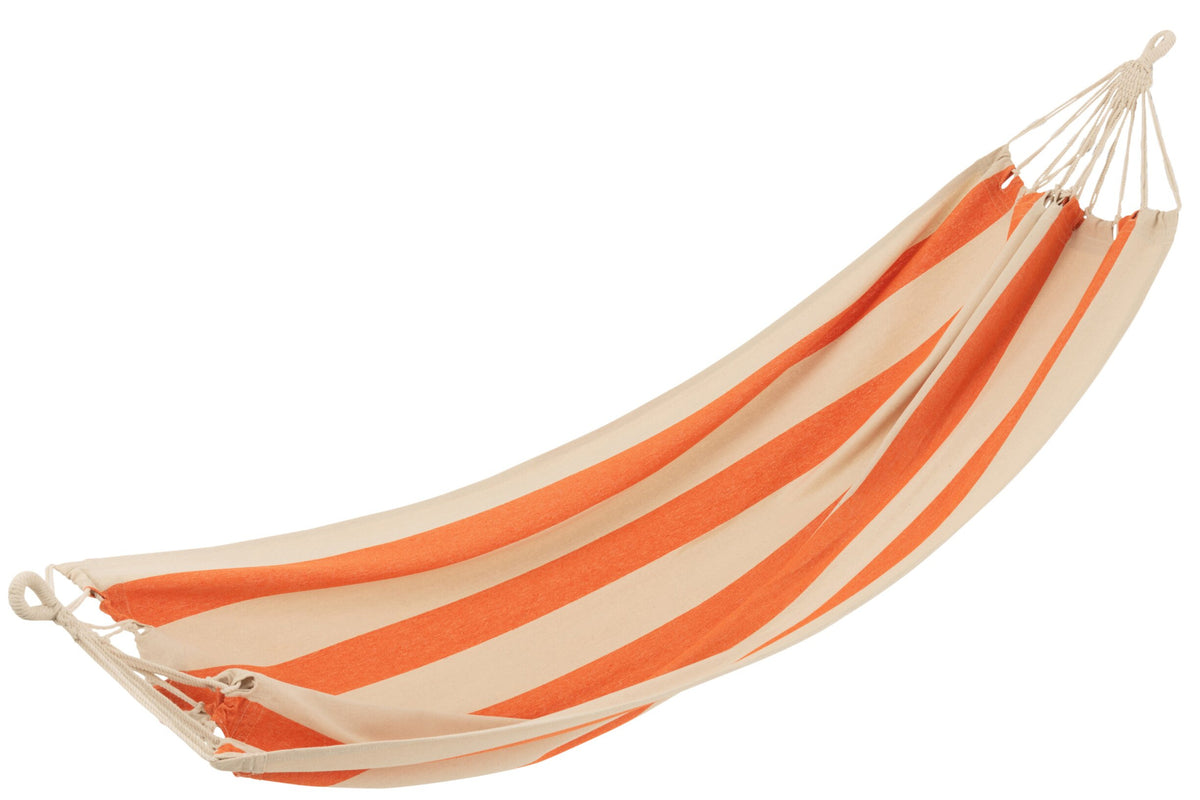 J-LINE HANGMAT GROTE STREPEN – KATOEN/POLYESTER ORANJE/ECRU