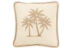 J-LINE KUSSEN VIERKANT PALMBOMEN KATOEN CRÈME/BEIGE - Tuincentrum Lopik