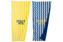 Strandhanddoek Dolce Vita Terry/Katoen Blauw/Geel Assortiment Van 2 - Tuincentrum Lopik