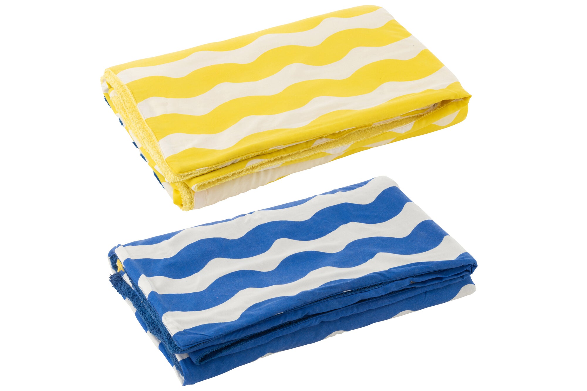 Strandhanddoek Dolce Vita Terry/Katoen Blauw/Geel Assortiment Van 2 - Tuincentrum Lopik