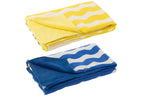 Strandhanddoek Dolce Vita Terry/Katoen Blauw/Geel Assortiment Van 2 - Tuincentrum Lopik