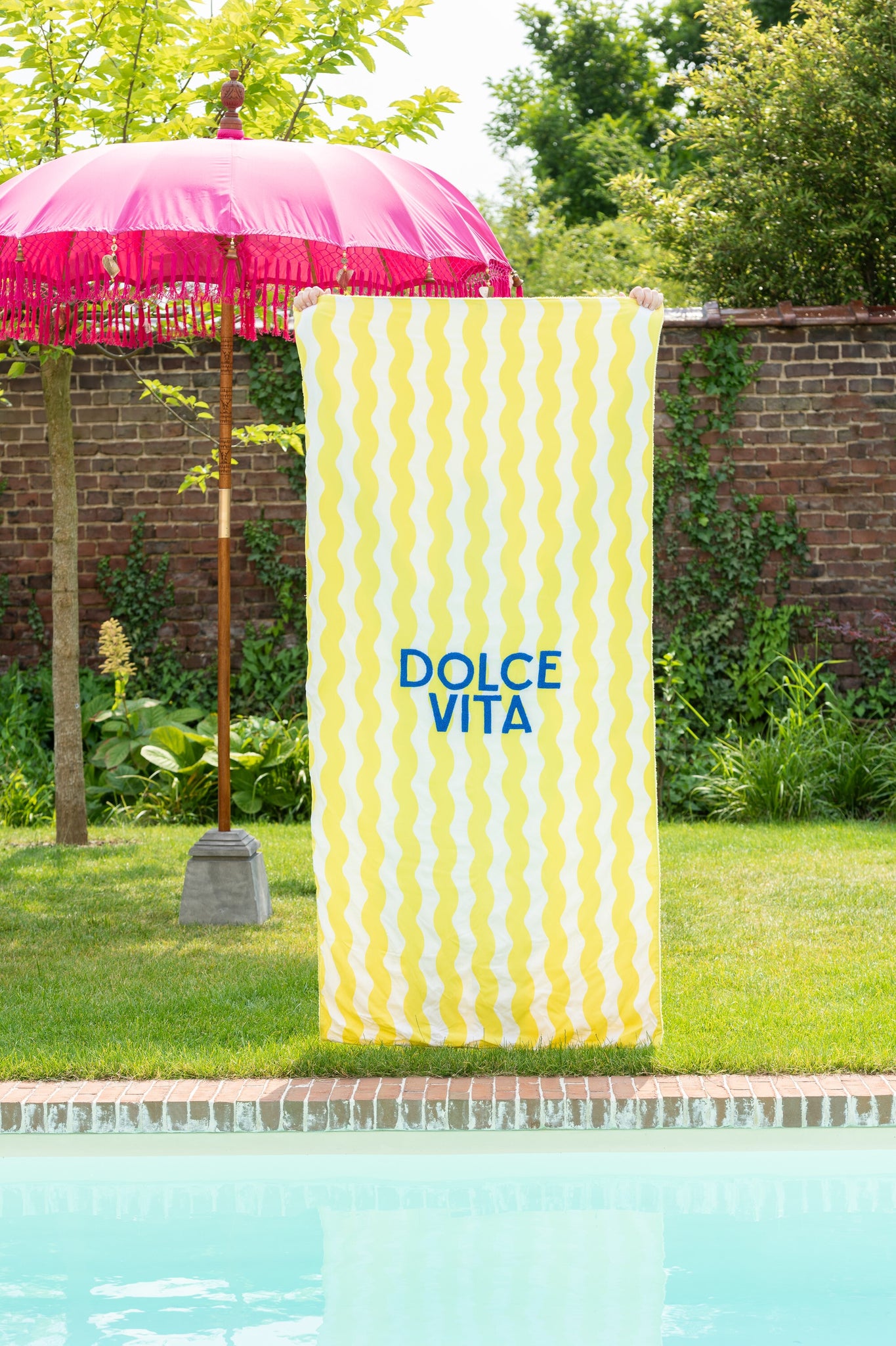 Strandhanddoek Dolce Vita Terry/Katoen Blauw/Geel Assortiment Van 2 - Tuincentrum Lopik
