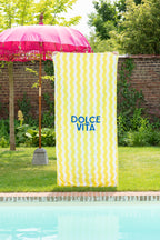Strandhanddoek Dolce Vita Terry/Katoen Blauw/Geel Assortiment Van 2 - Tuincentrum Lopik