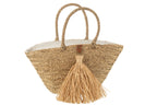 J-LINE STRANDTAS MET KWASTJES – ZEEGRAS/RAFFIA NATUUR - Tuincentrum Lopik