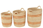 J-LINE SET VAN 3 MANDEN STREPEN + HANDVAT – MAISBLAD NATUREL/ORANJE - Tuincentrum Lopik