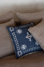 J-LINE KUSSEN VIERKANT ETNISCHE PATRONEN KATOEN DONKERBLAUW/WIT - Tuincentrum Lopik