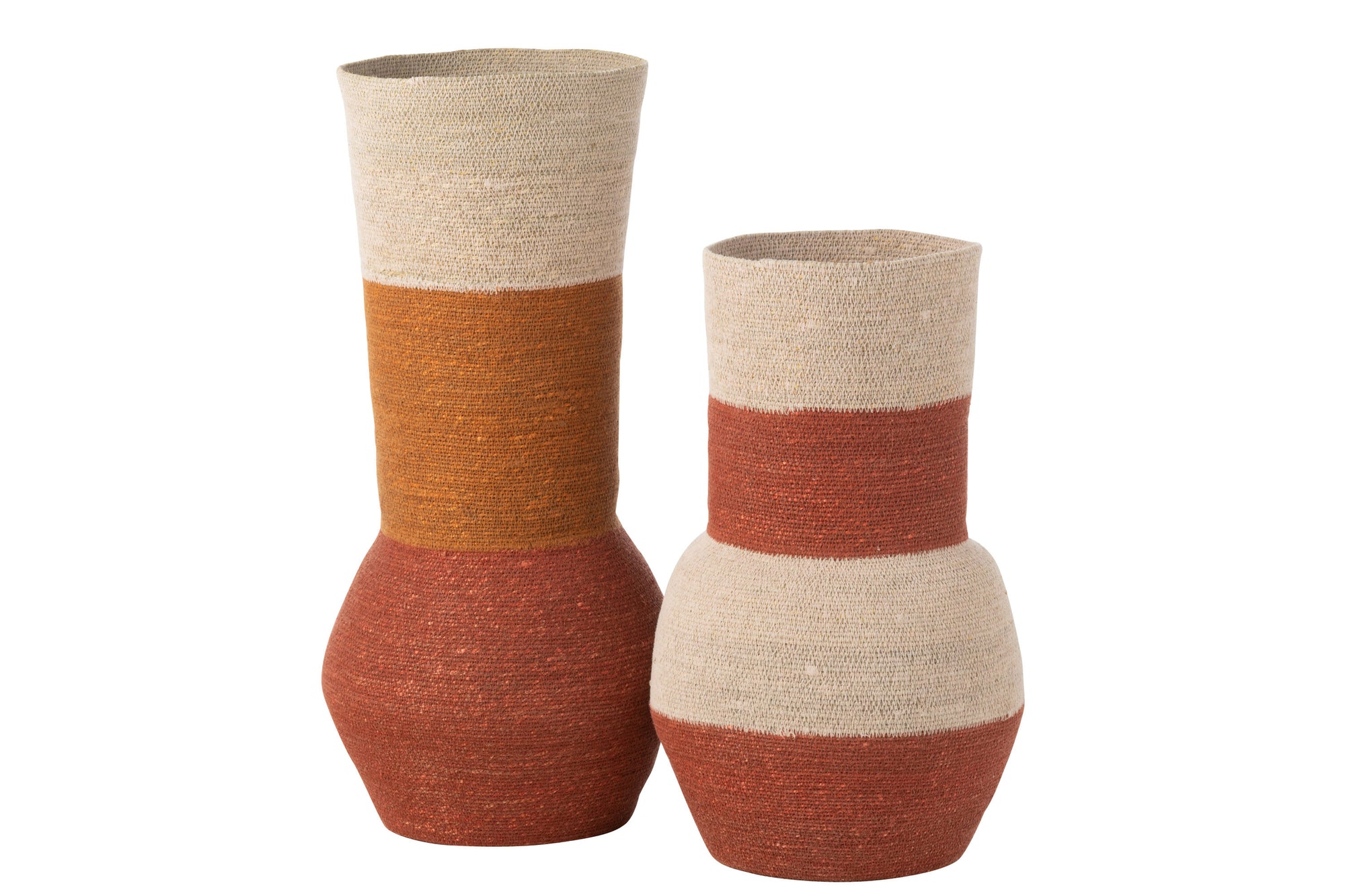 J-LINE VASE STRIPES SEAGRASS NATURAL/RUST/TERRACOTTA - Tuincentrum Lopik