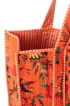 J-LINE SHOPPER BIRDS/FLOWERS FLUWEEL ORANJE