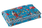 Geruite Vogels/Bloemen Katoenen Fluweel Blauw - Tuincentrum Lopik