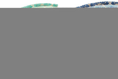 Set van 2 ronde katoenen poefs met bloemmotief in turquoise/blauw - Tuincentrum Lopik
