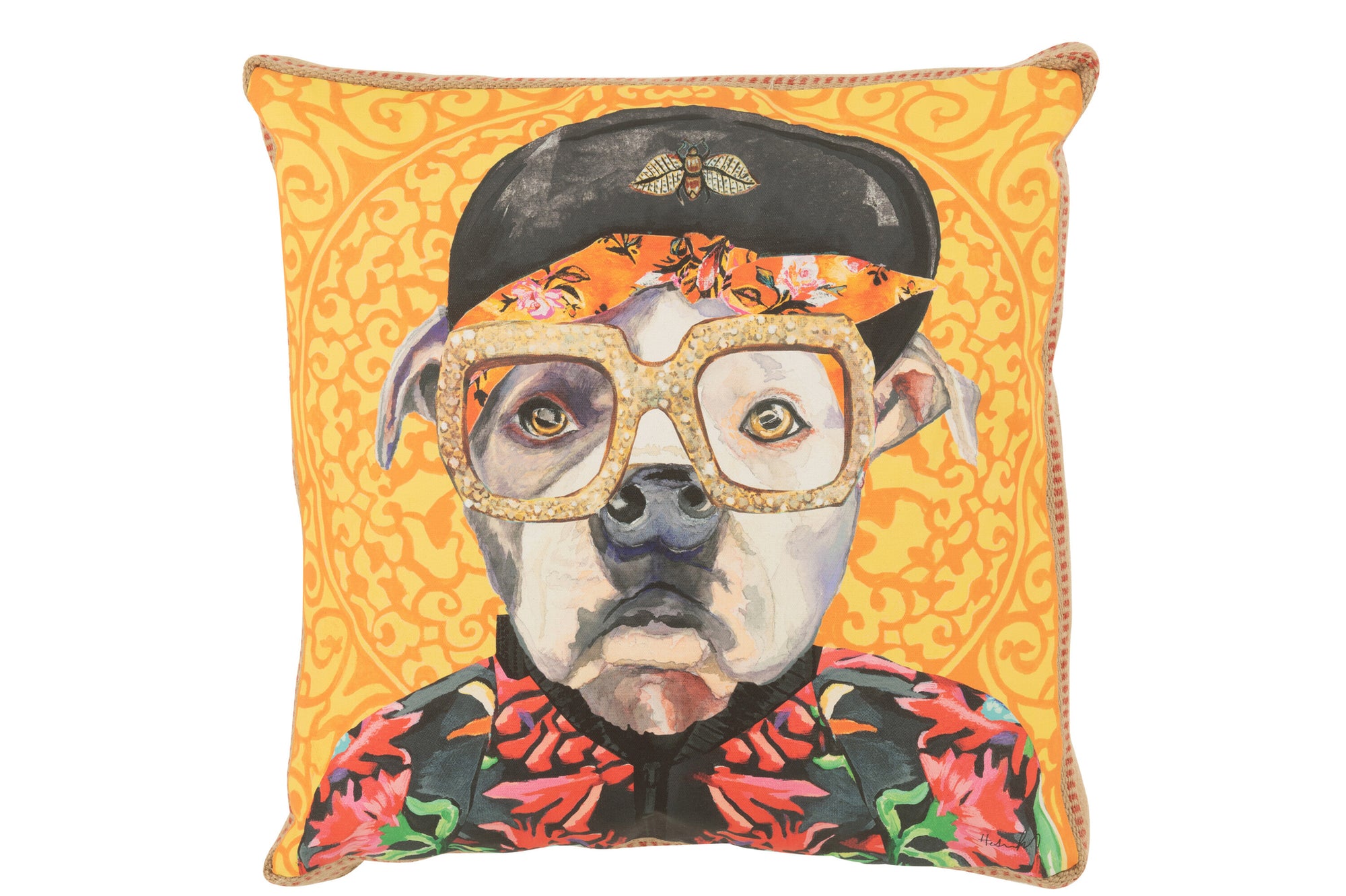 Kussen Hond Popart Polyester/Linnen Mix - Tuincentrum Lopik