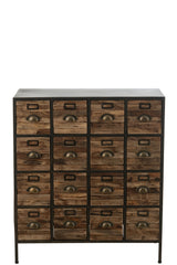 Cupboard 16 Drawers Wood/Metal Brown - Tuincentrum Lopik